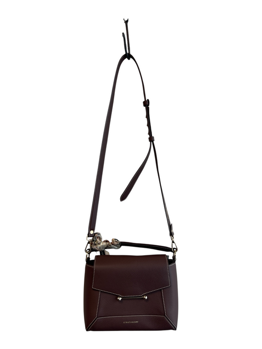 Strathberry Brown Leather Gold hardware Top Strap Crossbody Scarf Detail Purse Brown / Medium
