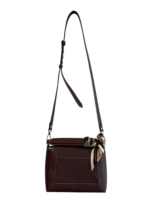 Strathberry Brown Leather Gold hardware Top Strap Crossbody Scarf Detail Purse Brown / Medium