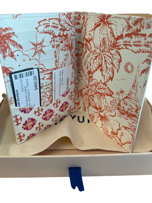 Louis Vuitton coral Coated Canvas Leather Detail Monogram Passport Case coral