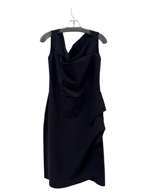 Chiara Boni Size 50 Black Polyamide Draped Neckline Sleeveless Midi Dress Black / 50