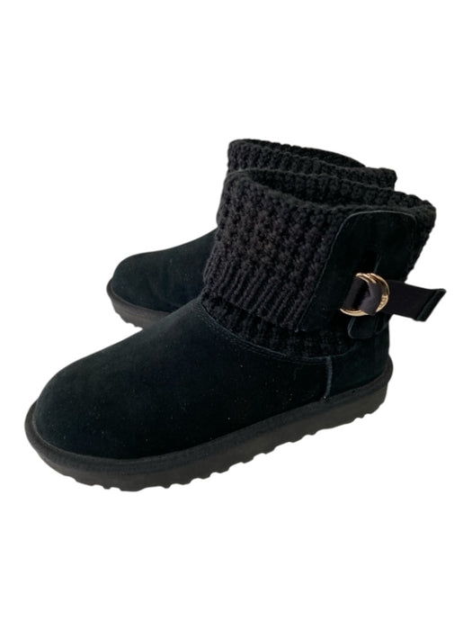 Ugg Shoe Size 9 Black Suede Knit Ankle Buckle Detail Booties Black / 9