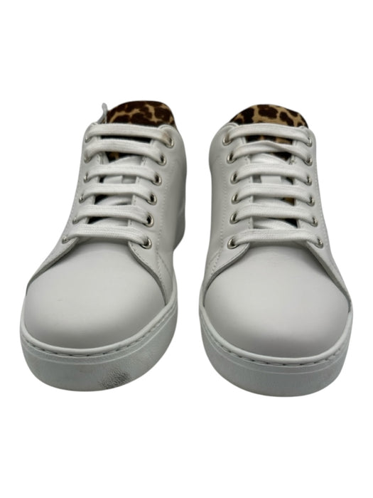 Salvatore Ferragamo Shoe Size 9 White, Brown & Black Leather Low Top Sneakers White, Brown & Black / 9