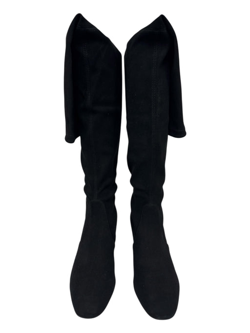 Stuart Weitzman Shoe Size 9.5 Black Suede round toe Tie Back Block Heel Boots Black / 9.5
