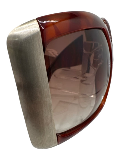 Dior Brown Acetate Square Lens Silver Hardware Sunglasses Brown