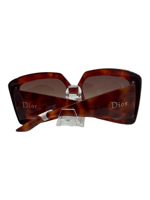 Dior Brown Acetate Square Lens Silver Hardware Sunglasses Brown