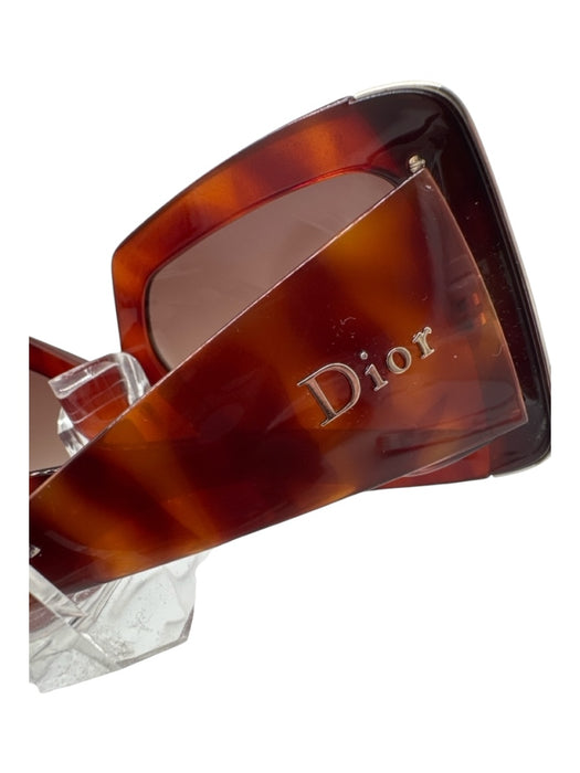 Dior Brown Acetate Square Lens Silver Hardware Sunglasses Brown