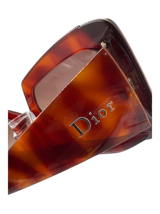 Dior Brown Acetate Square Lens Silver Hardware Sunglasses Brown