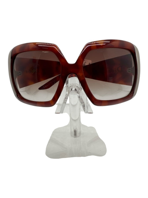 Dior Brown Acetate Square Lens Silver Hardware Sunglasses Brown