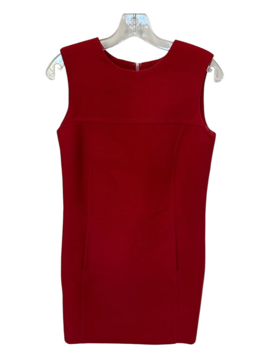 Carolina Herrera Size 0 Red Wool Sleeveless Back Zip Shift Dress Red / 0