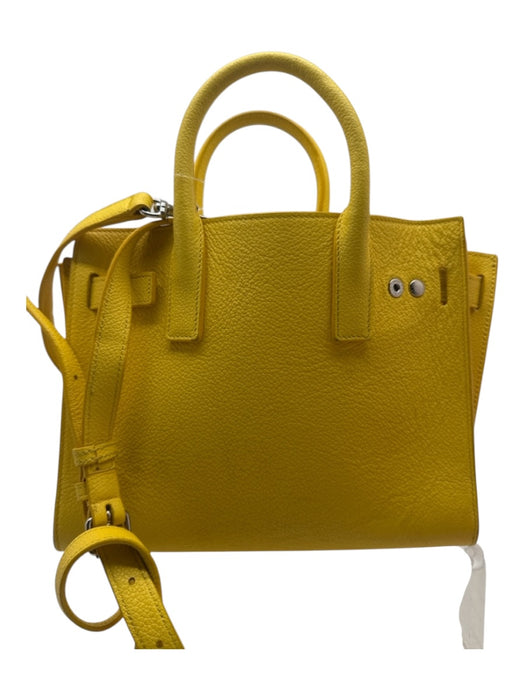 Saint Laurent Yellow Leather Rolled Handles Crossbody Strap Bag Yellow / Small