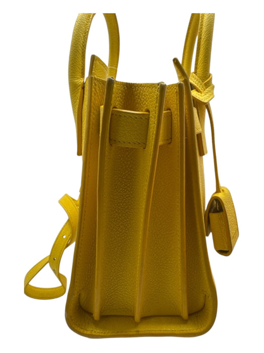 Saint Laurent Yellow Leather Rolled Handles Crossbody Strap Bag Yellow / Small