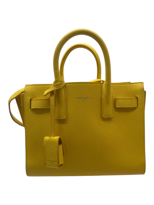 Saint Laurent Yellow Leather Rolled Handles Crossbody Strap Bag Yellow / Small