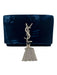 Saint Laurent Navy Blue & Crystals Velvet Flap Tassel Crossbody Chain Bag Navy Blue & Crystals / Small