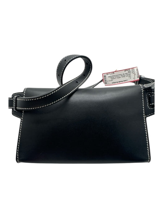 Bally Black Leather Contrast Stitching Belt Bag Turnlock Buckle Bag Black / Small