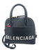 Balenciaga Black & White Saffiano Leather Logo Top Handle Bowler Bag Black & White / Small