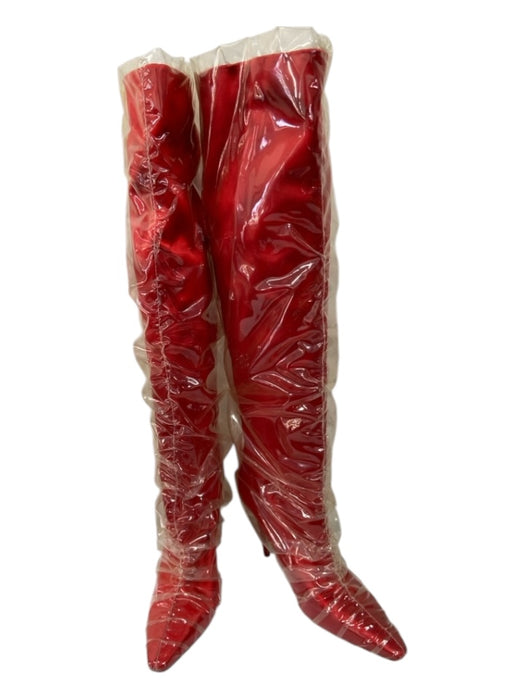 Jimmy Choo C/O Off White Shoe Size 38 Red & Clear Satin & PVC Pointed Toe Boots Red & Clear / 38