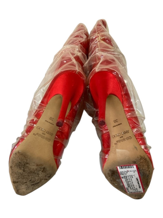 Jimmy Choo C/O Off White Shoe Size 38 Red & Clear Satin & PVC Pointed Toe Boots Red & Clear / 38