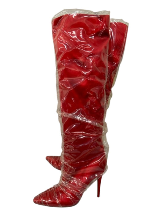 Jimmy Choo C/O Off White Shoe Size 38 Red & Clear Satin & PVC Pointed Toe Boots Red & Clear / 38