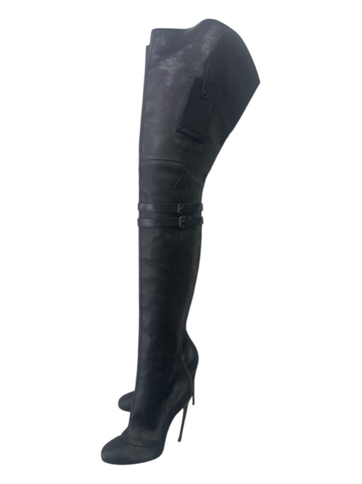 Christian Louboutin Shoe Size 37.5 Black Leather Pockets Thigh High Boots Black / 37.5