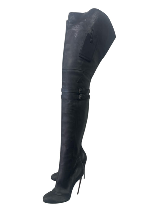 Christian Louboutin Shoe Size 37.5 Black Leather Pockets Thigh High Boots Black / 37.5