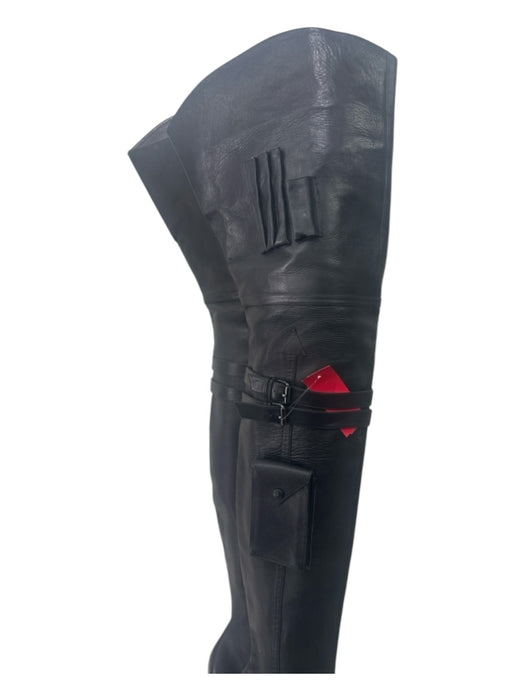 Christian Louboutin Shoe Size 37.5 Black Leather Pockets Thigh High Boots Black / 37.5