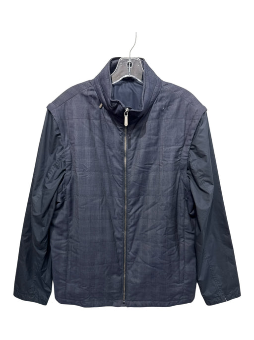 Dunhill Size M Blue Wool Solid Zipper Men's Jacket Blue / M