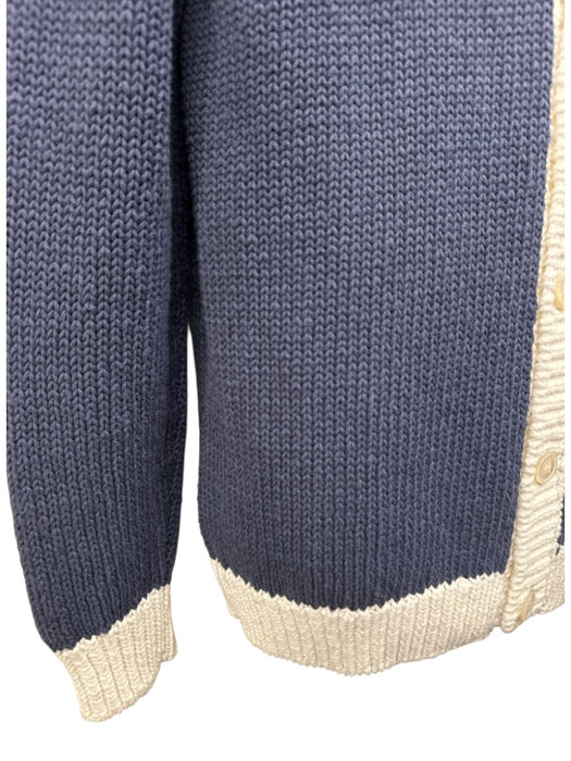 Kiton Size M Blue & White Cotton Cardigan Men's Sweater Blue & White / M