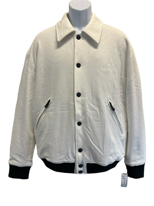 KNT Size 50 White Cotton Blend Solid Zip UP Men's Jacket White / 50