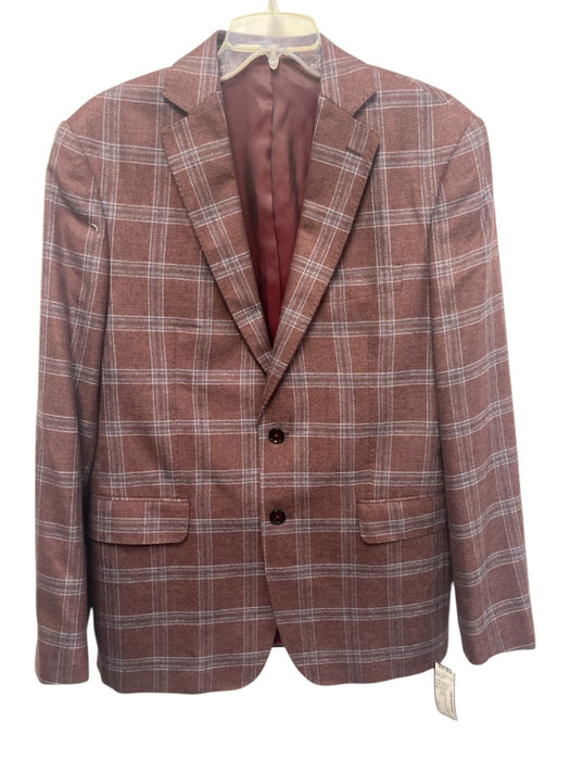 No Brand Red & Blue Wool Blend Plaid 2 Button Men's Blazer Red & Blue / Est 40