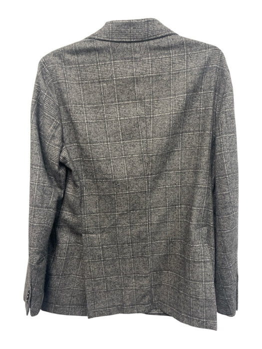Pini Gray Wool Blend Plaid Patch Pocket 2 Button Men's Blazer Gray / 50