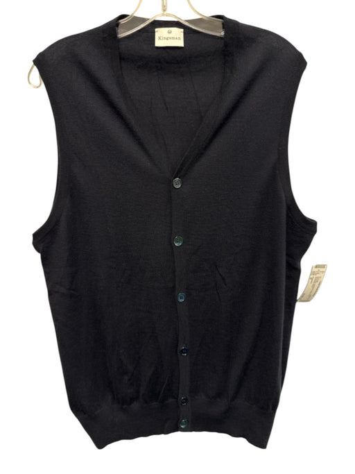 Kingsman Size M Navy Blue Cashmere Solid Vest Men's Sweater Navy Blue / M