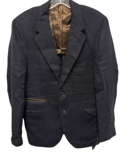 Alexander Sachs Navy Blue Wool & Acrylic Solid 2 Button Men's Blazer Navy Blue / Est 40