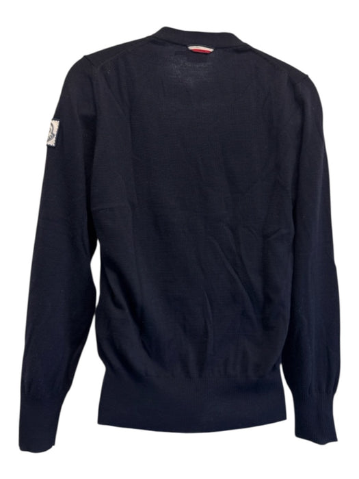 Moncler Size M Navy Blue Wool Solid Cardigan Men's Sweater Navy Blue / M