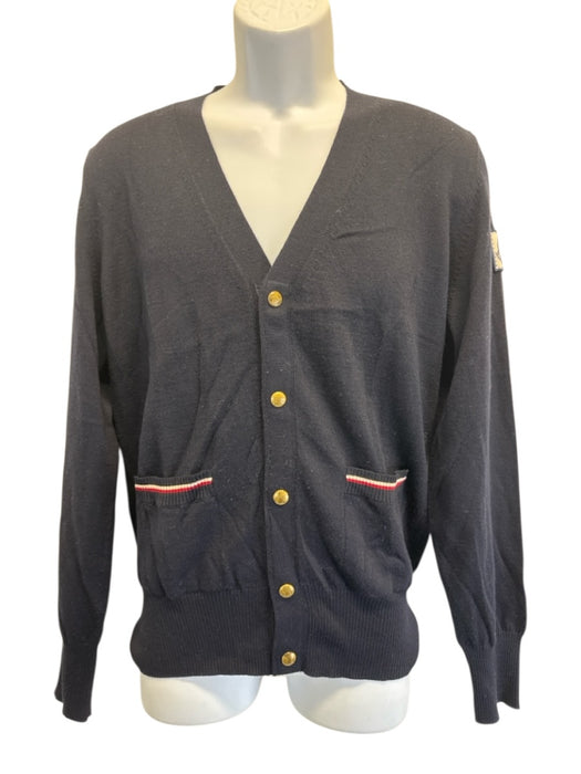 Moncler Size M Navy Blue Wool Solid Cardigan Men's Sweater Navy Blue / M