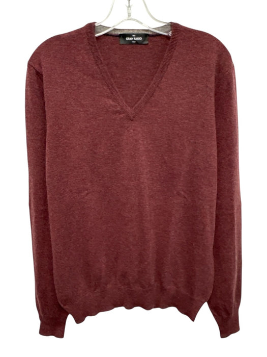 Gran Sasso Size M Red Cashmere Solid V Neck Men's Sweater Red / M
