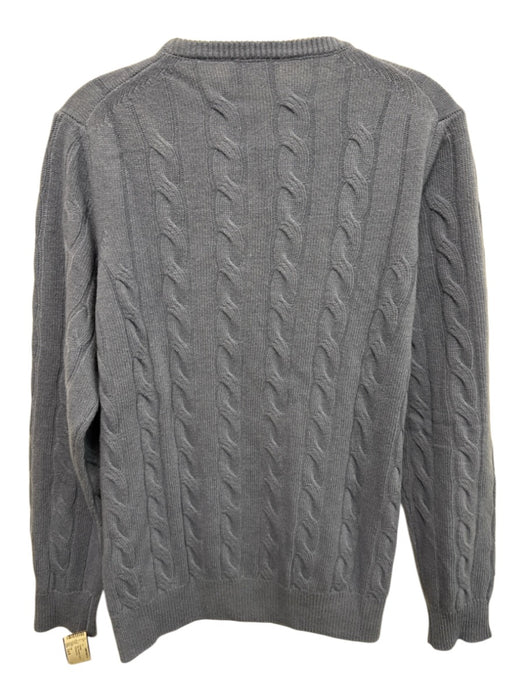 Pini Size Est M Blue Wool Blend Cable Knit Crew Men's Sweater Blue / Est M