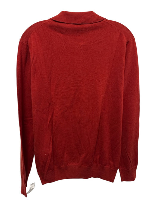 Aurelien Size Est M Red Wool Blend Solid Knit Polo Men's Sweater Red / Est M