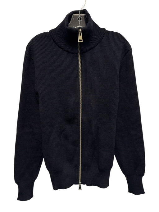 AMI Size M Navy Blue Wool Solid Zip UP Knit Men's Sweater Navy Blue / M