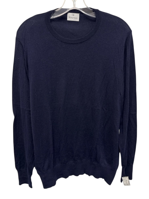 Kingsman Size M Navy Blue Cashmere Solid Crew Neck Men's Sweater Navy Blue / M