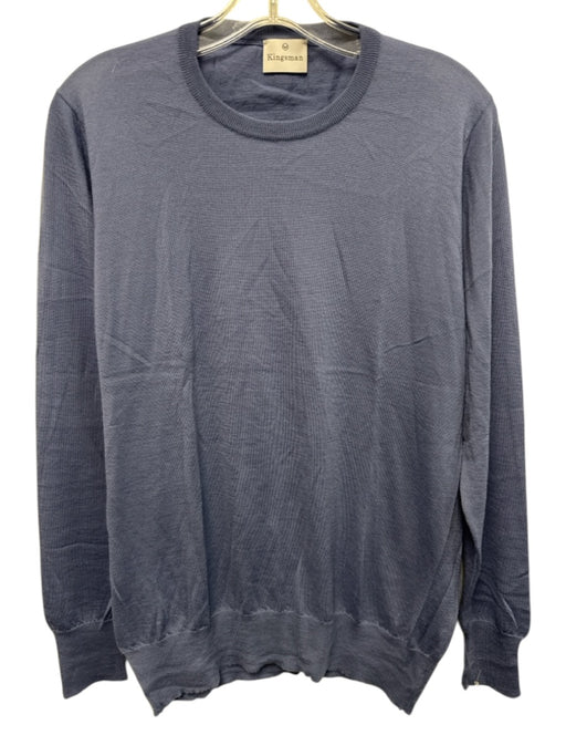 Kingsman Size M Blue Cashmere Solid Crew Men's Sweater Blue / M