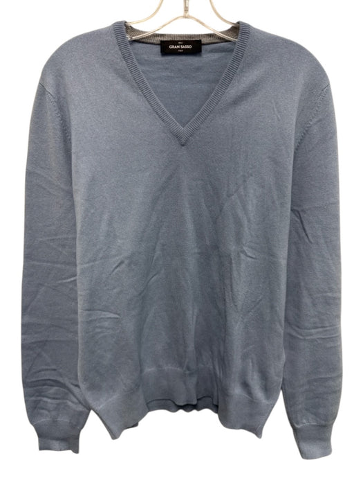 Gran Sasso Size Est M Light blue Wool Blend Solid V Neck Men's Sweater Light blue / Est M