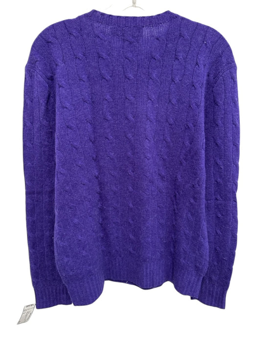 Polo Size M Purple Cashmere Cable Crew Men's Sweater Purple / M