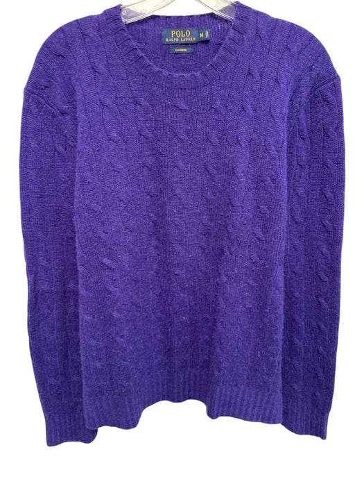Polo Size M Purple Cashmere Cable Crew Men's Sweater Purple / M
