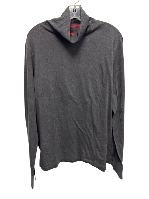 Isaia Size M Dark Gray Cotton Blend Solid Sweatshirt Men's Long Sleeve Shirt Dark Gray / M