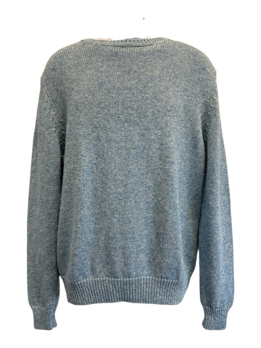 Kiton Size M Light blue Cotton Blend Solid Crew Neck Knit Men's Sweater Light blue / M