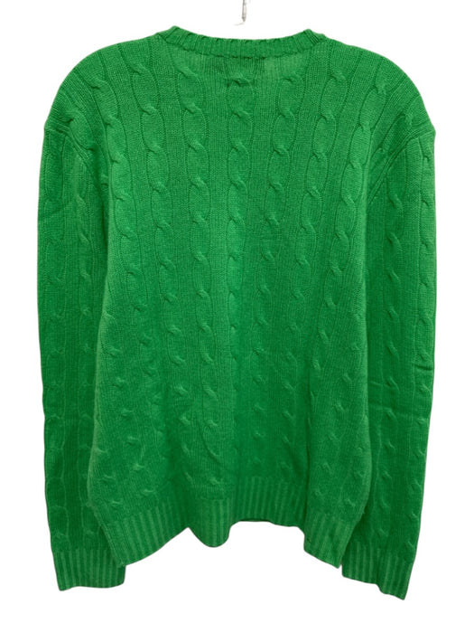 Polo Size M Green Cashmere Cable Crew Neck Men's Sweater Green / M