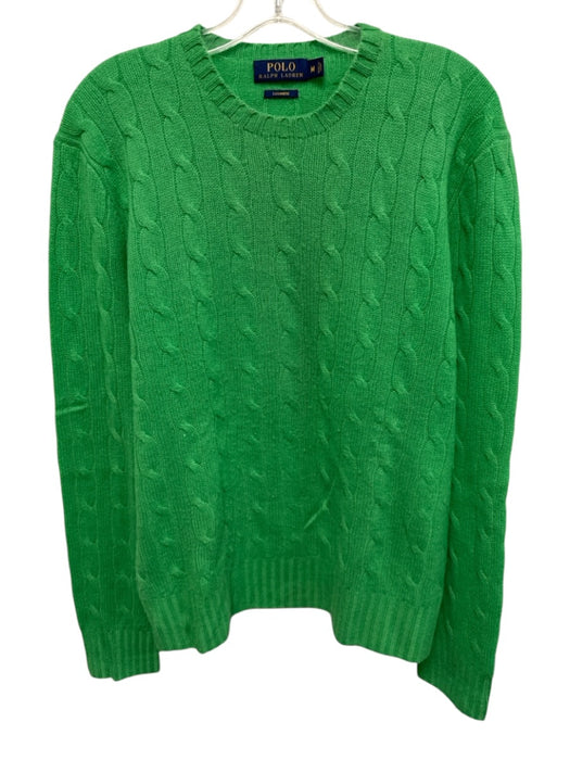 Polo Size M Green Cashmere Cable Crew Neck Men's Sweater Green / M