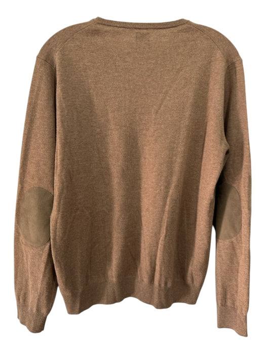 Boggi Size M Dark Tan Wool Blend Solid V Neck Men's Sweater M