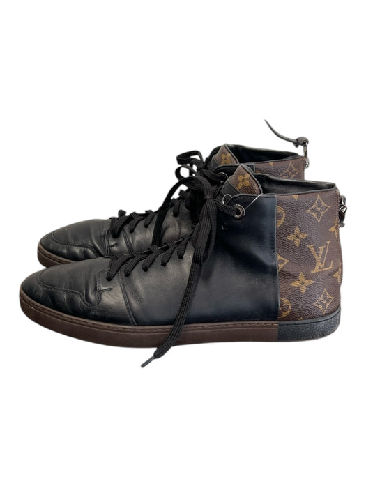 Louis Vuitton Shoe Size 6.5 Black & Brown Leather Lace Up Back Zip Logo Shoes Black & Brown / 6.5