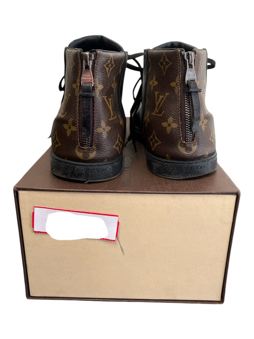 Louis Vuitton Shoe Size 6.5 Black & Brown Leather Lace Up Back Zip Logo Shoes Black & Brown / 6.5